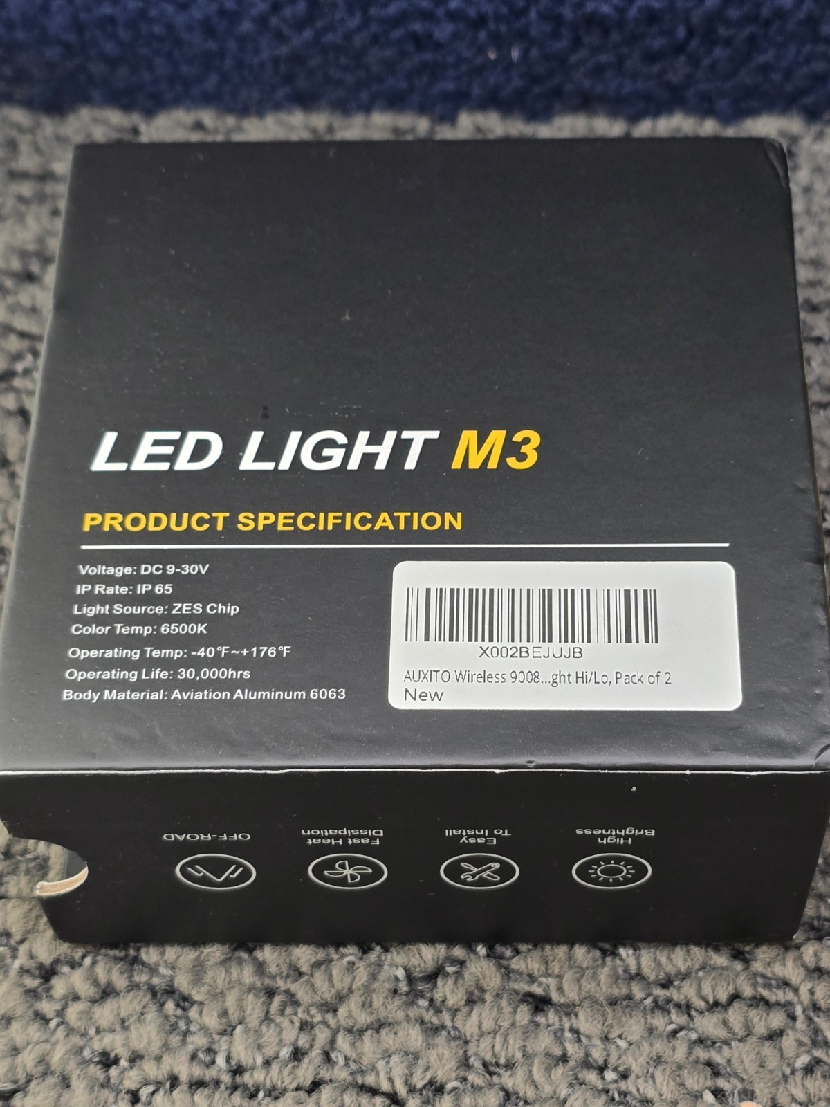 (QTY 2) Auxito 9008 M3 6500K LED Headlight Bulbs 9-30V DC Hi/Lo Beam ZES Chip
