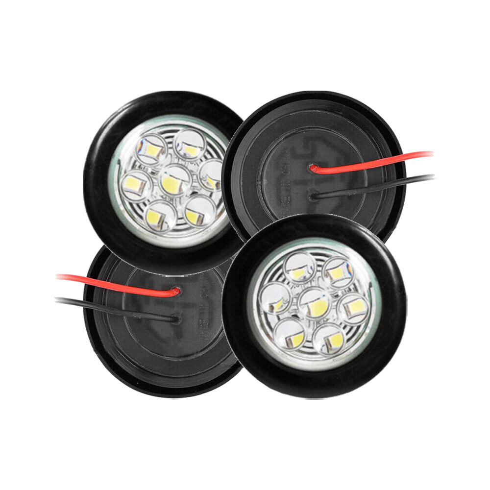 4Pc 2″ White Side Marker Light Indicator Clearance Light Trailer Truck Tail Lamp