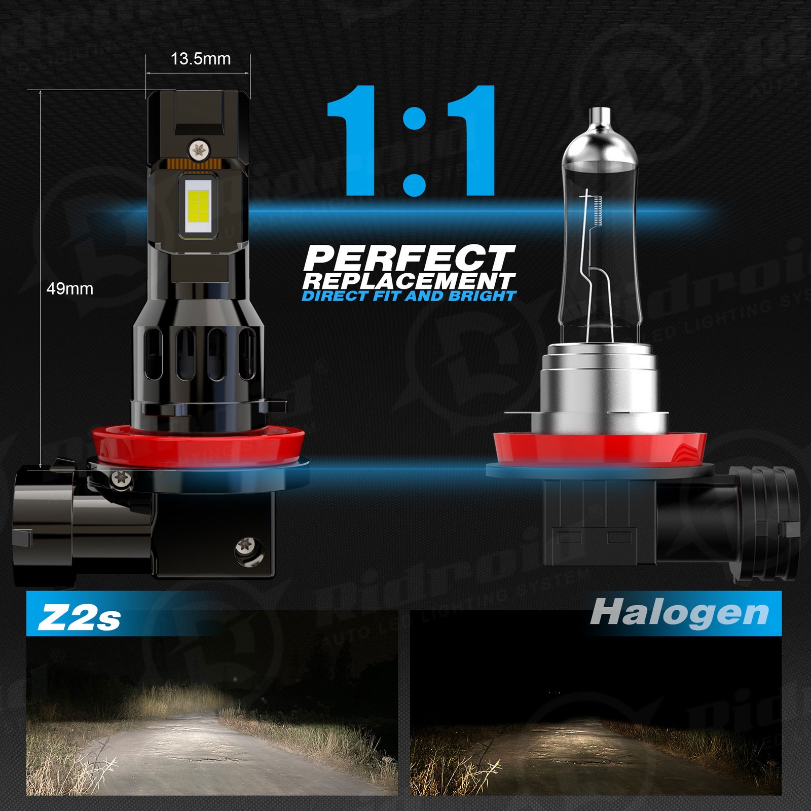 H11 9005 LED Headlight KIT Combo Bulbs 6500K High&Low Beam Super Bright White