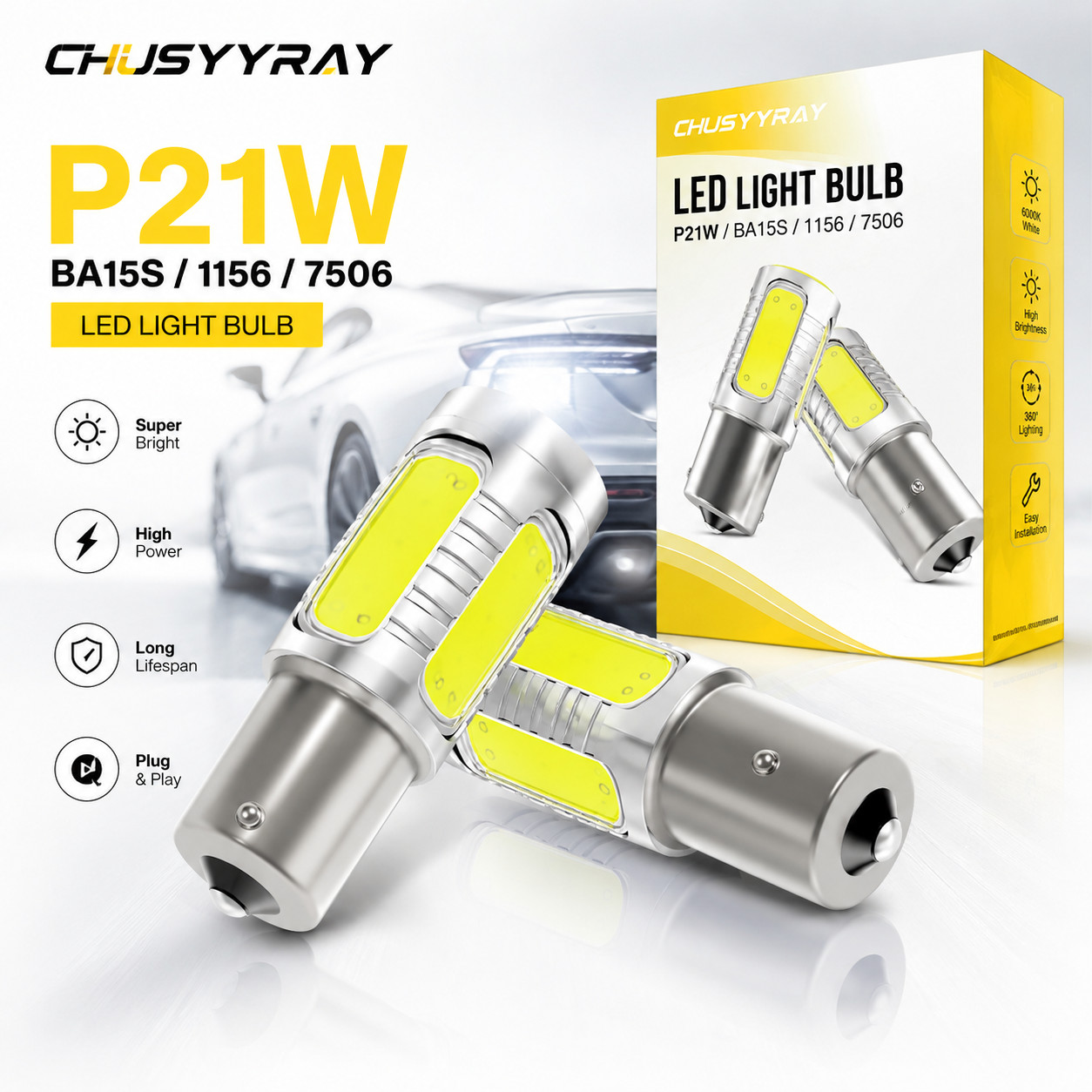 1156 LED Bulbs White High Power COB Chips 360° Illumination
