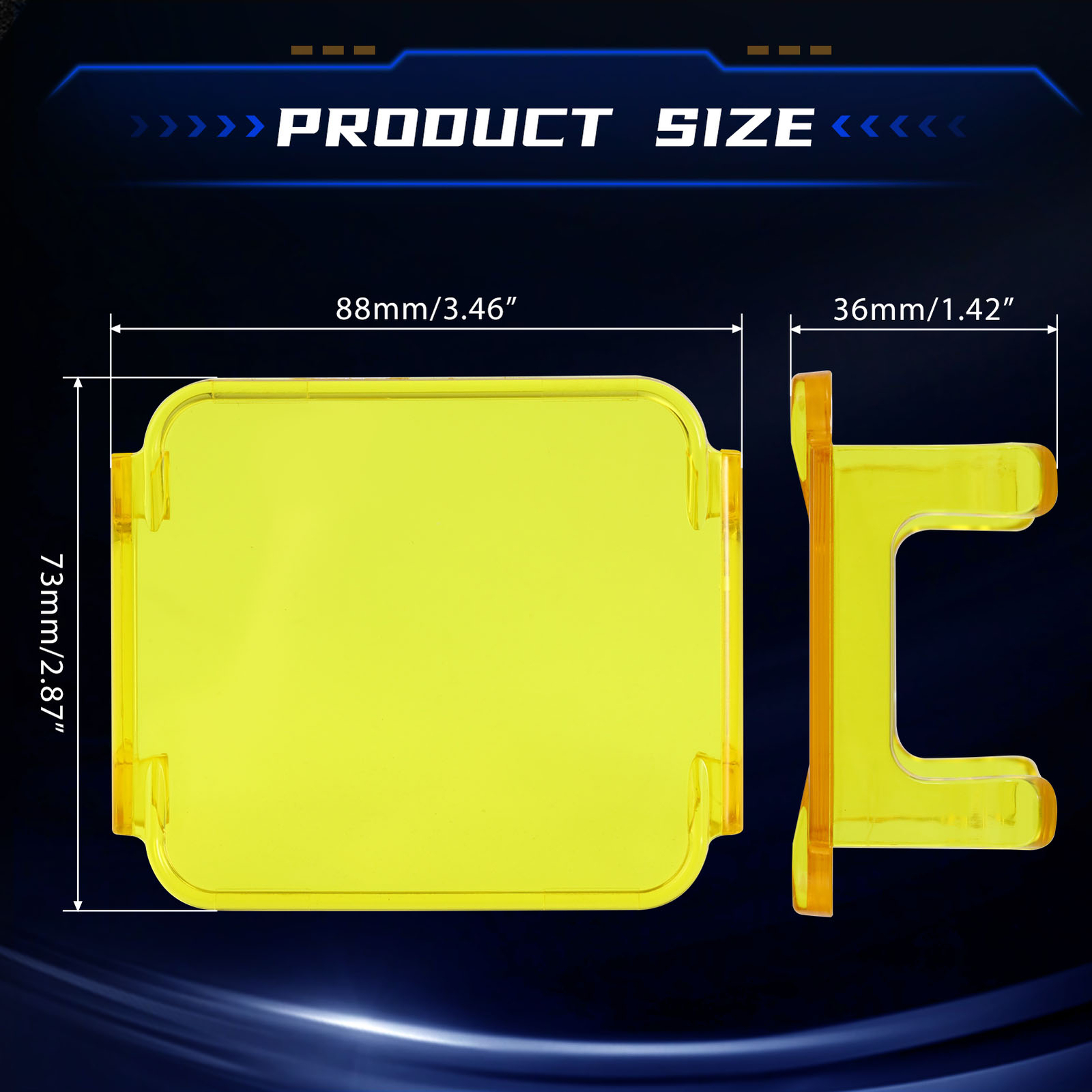 2x AUXBEAM 3″ Amber Yellow Led Light Covers For Led Pods Square Lights Driving
