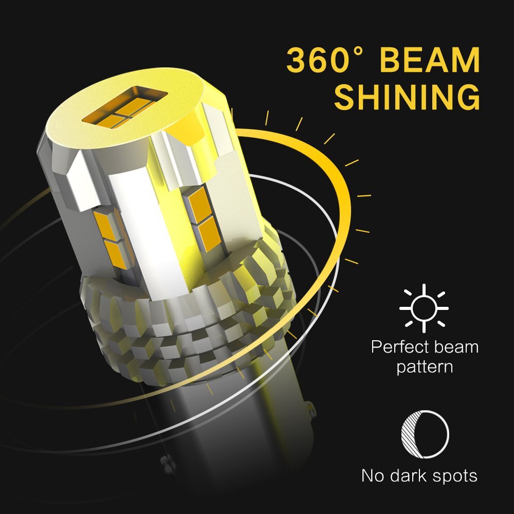 Amber/Yellow 1156A BA15S High Power LED Turn Signal Light Bulb SideMarker 2/4x