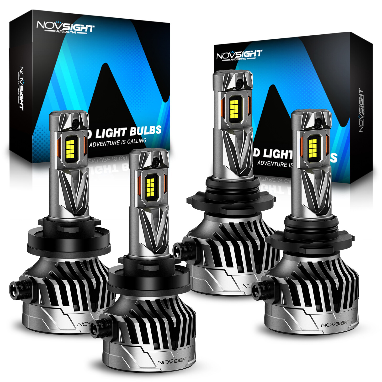 4X NOVSIGHT 9005/HB3+H11 LED Headlight Bulbs High & Low Beam 6500K Super Bright