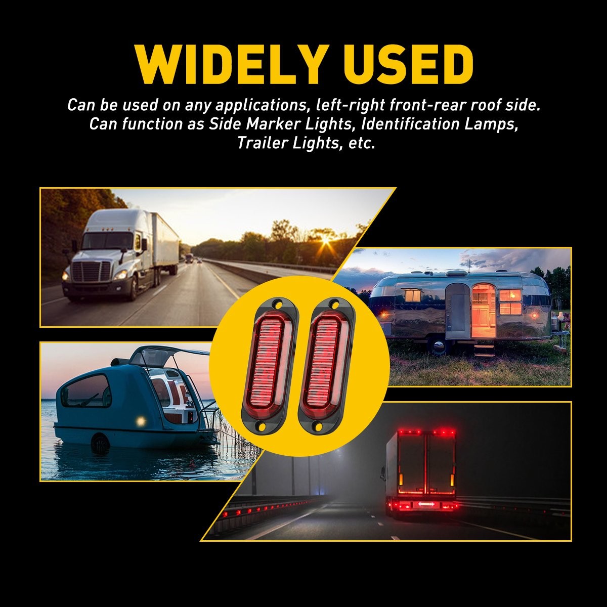 Red 4-LED Indicator Side Marker Lights Truck Clearance Turn Signal Light Trailer