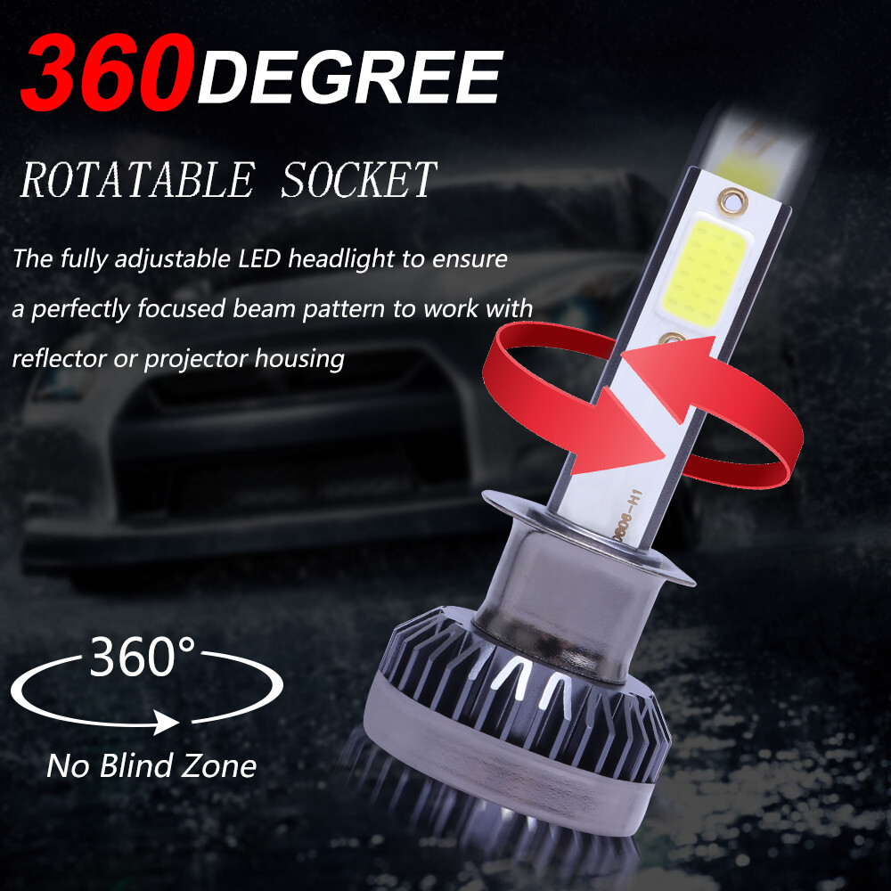 4x H1+H1 Mini LED Headlight Fog Light Kit 6000K Super White Bulbs 360W 720000LM
