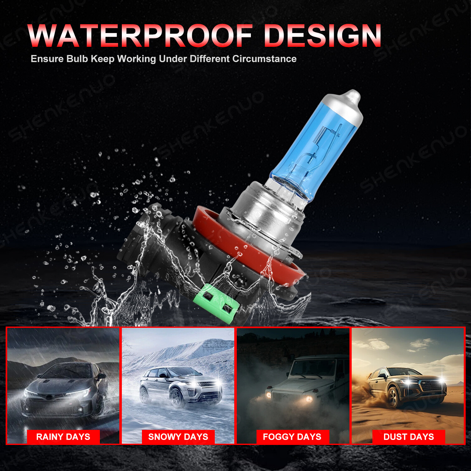 100W H7 H11 Halogen Headlights Kit Combo 4x 4200K Bulbs High Low Beam Warm White