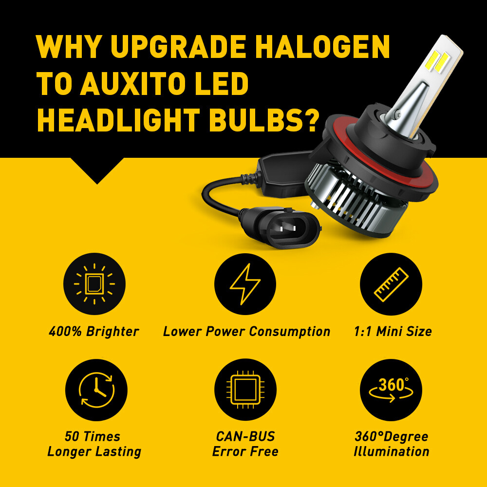AUXITO H13 9008 LED Headlight Super Bright Bulbs Kit White Hi-Lo Beam 6000K 2/4x