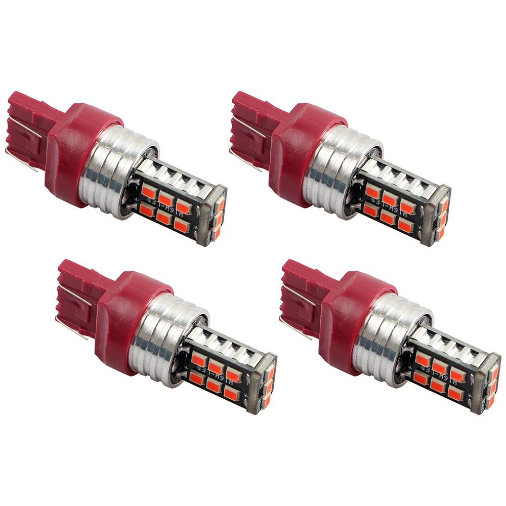 4Pcs 7443 7440 LED Red Strobe Flash Blinking Brake Stop Tail Parking Light Bulbs