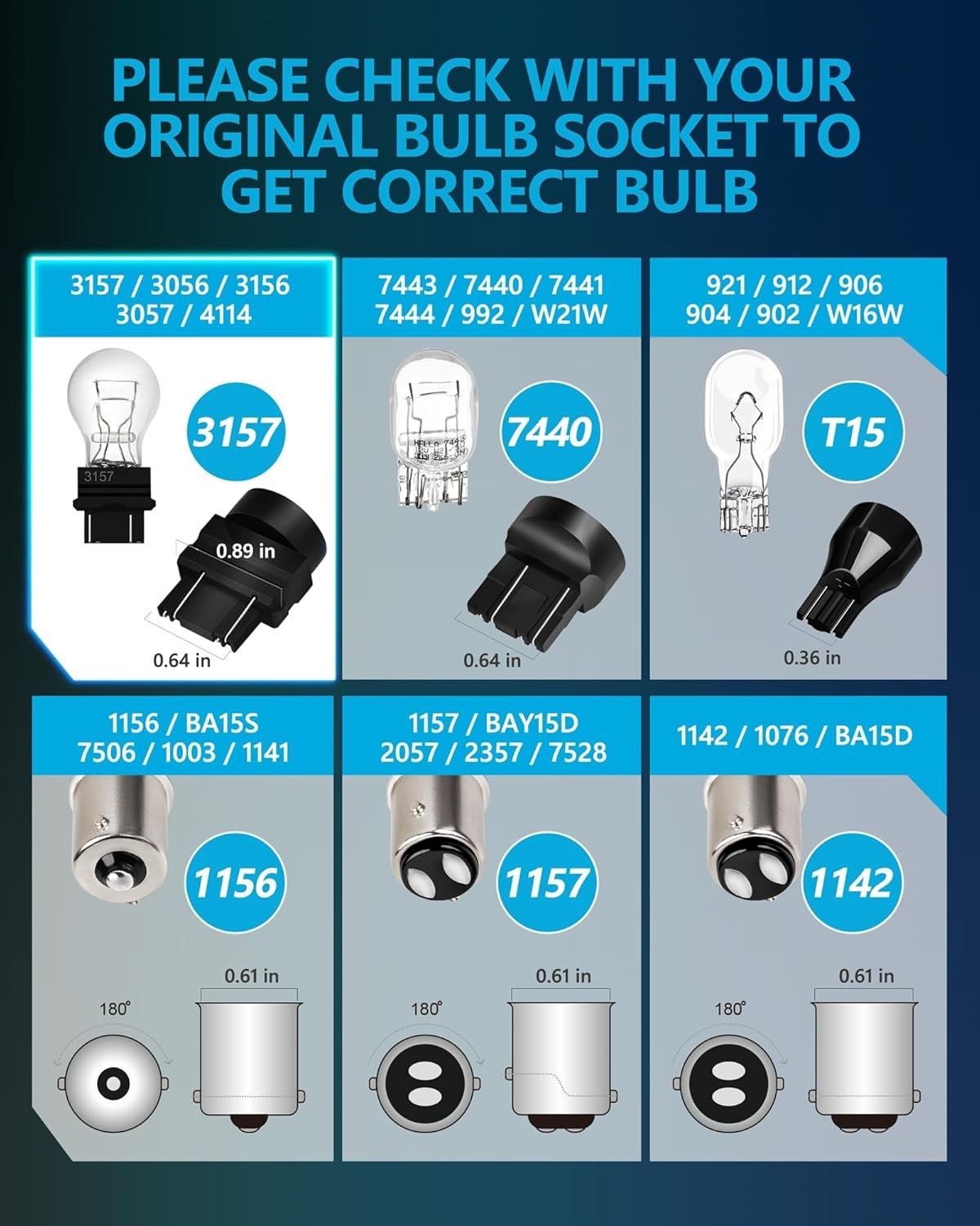 Plug & Play 3157 Amber LED Bulbs for Front/Rear Turn Signals – 50000 Hours Life