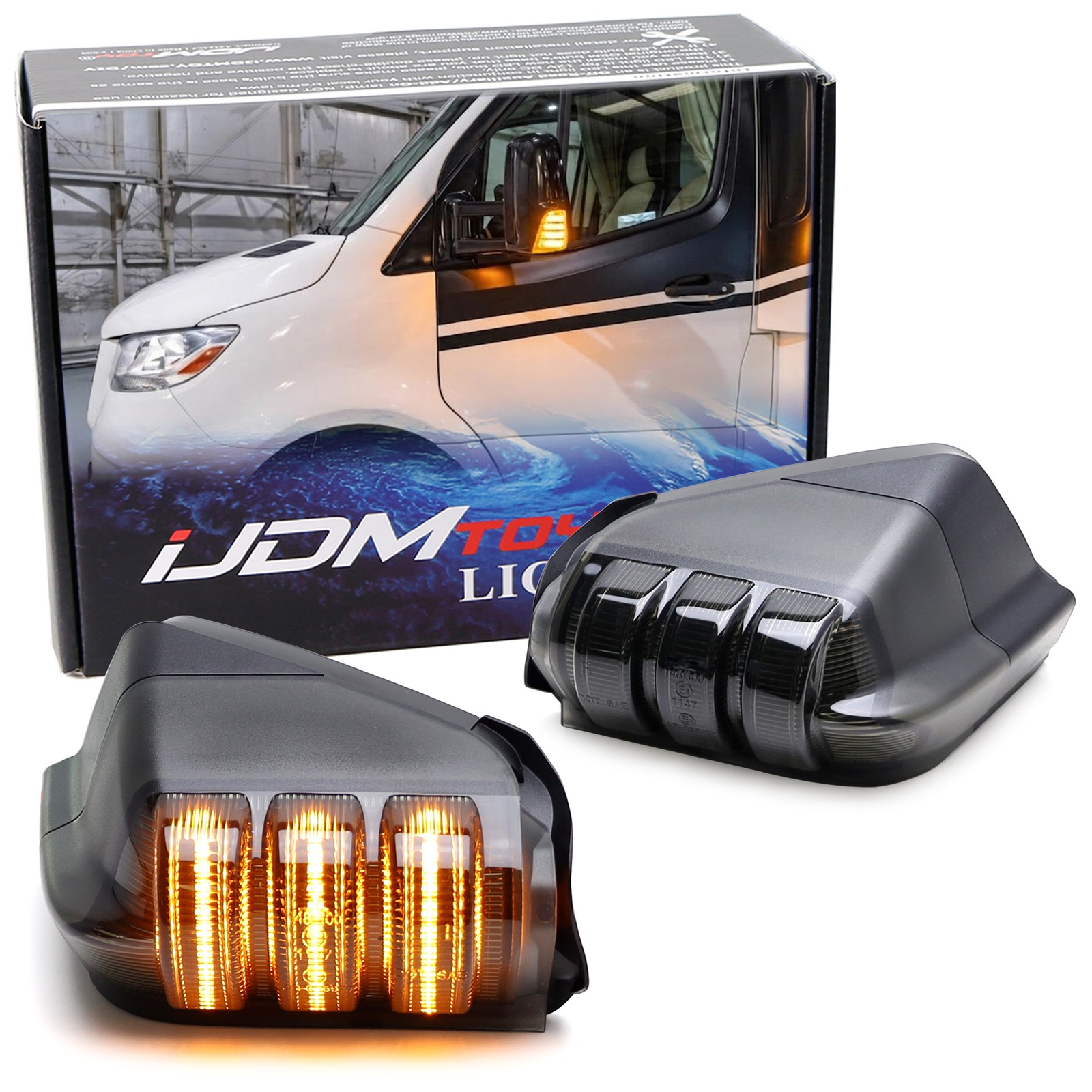Smoke Lens Sequential Blink LED Side Mirror Signal For 2006-21 W906 Sprinter Van