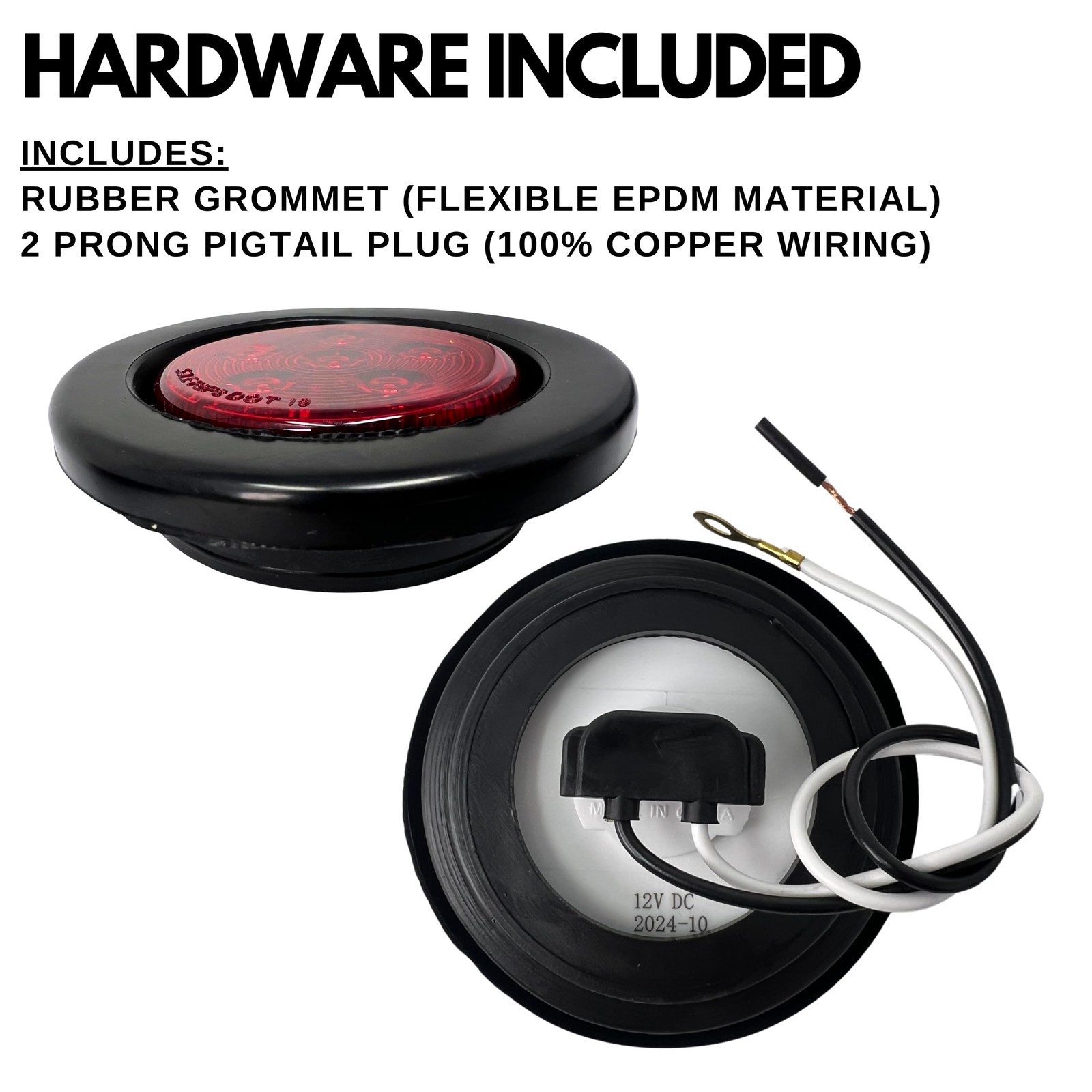 2.5″ Round 6 LED Light Truck Trailer Side Marker Clearance Kit 2 Red & 2 Amber