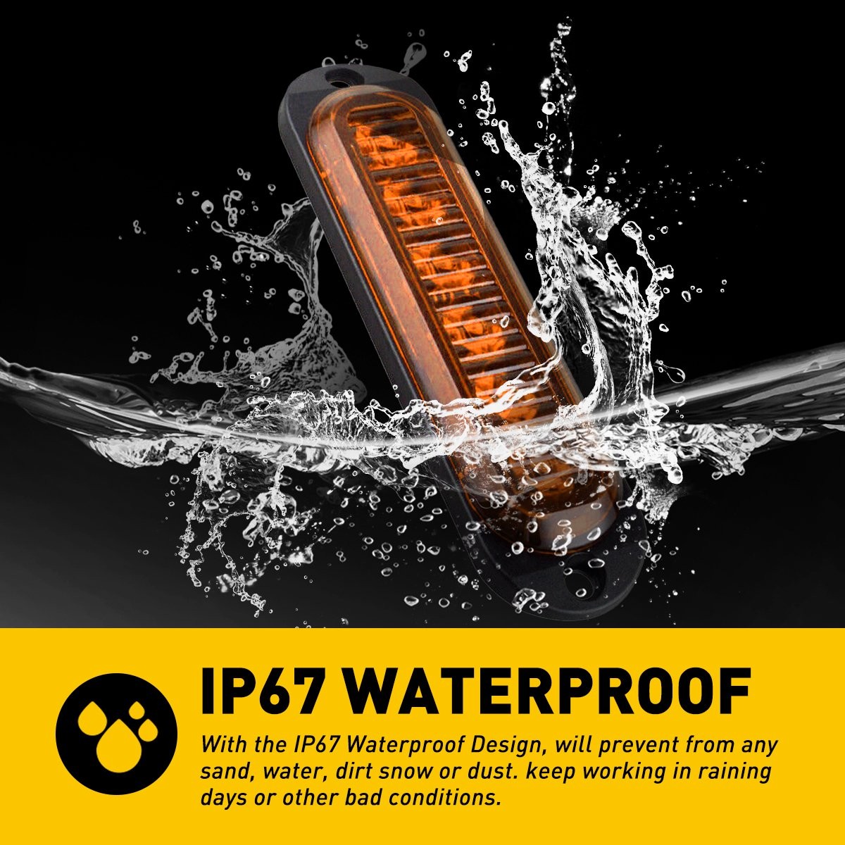 4PC Amber 6LED Side Marker Lights RV Truck Trailer Clearance Light Waterproof EA