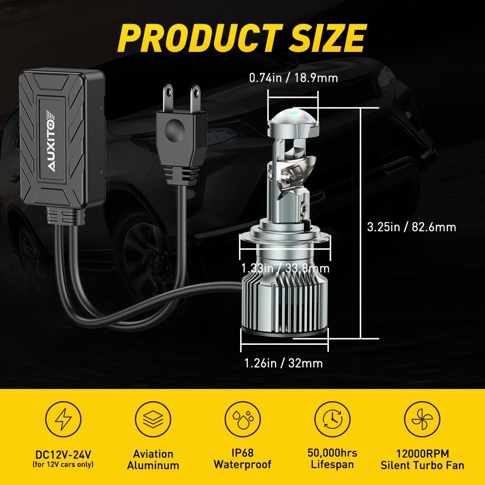 2-20PCS H7 LED Headlight Bulb with HD Fisheye Lens White 6500K High-Low Beam Y19
