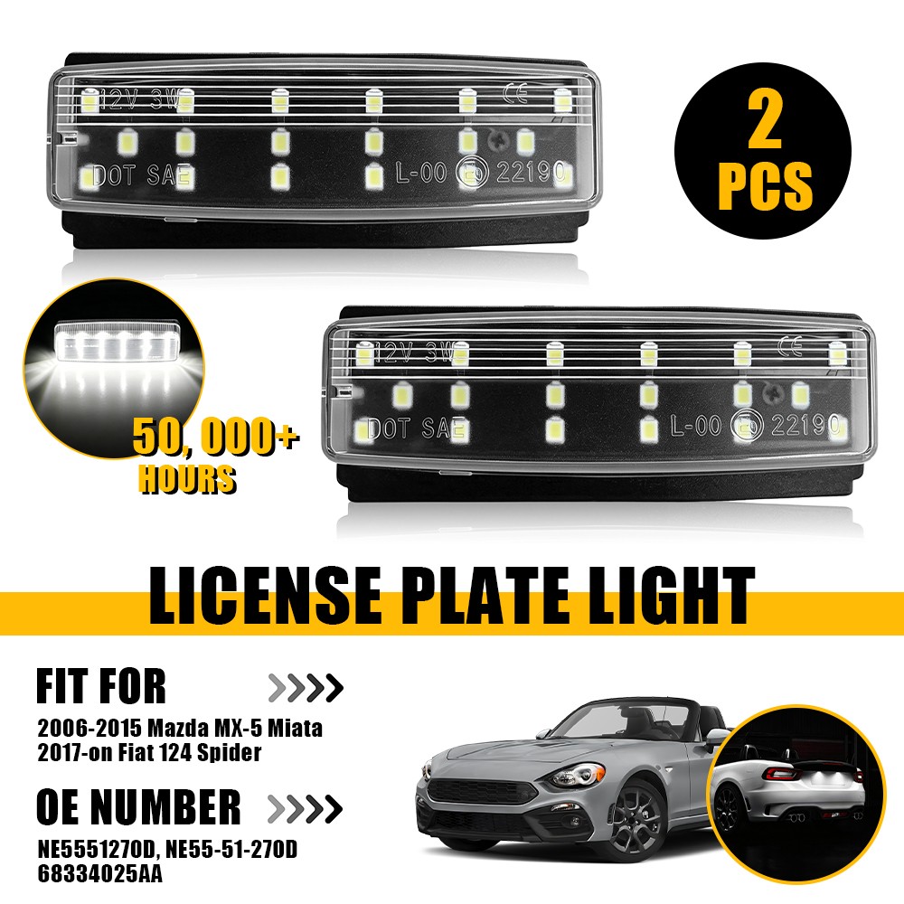 Clear For 2006-2013 2014 2015 Mazda MX-5 Miata White LED License Plate Light EAQ