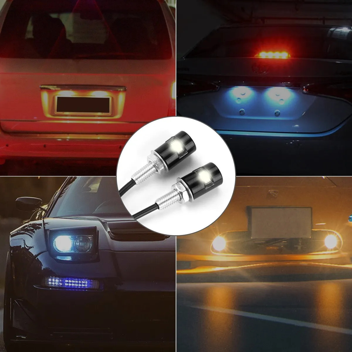 2× Motorcycle Car LED License Plate Light 5630/5730 SMD Screw Bolt Lamp Bulbs