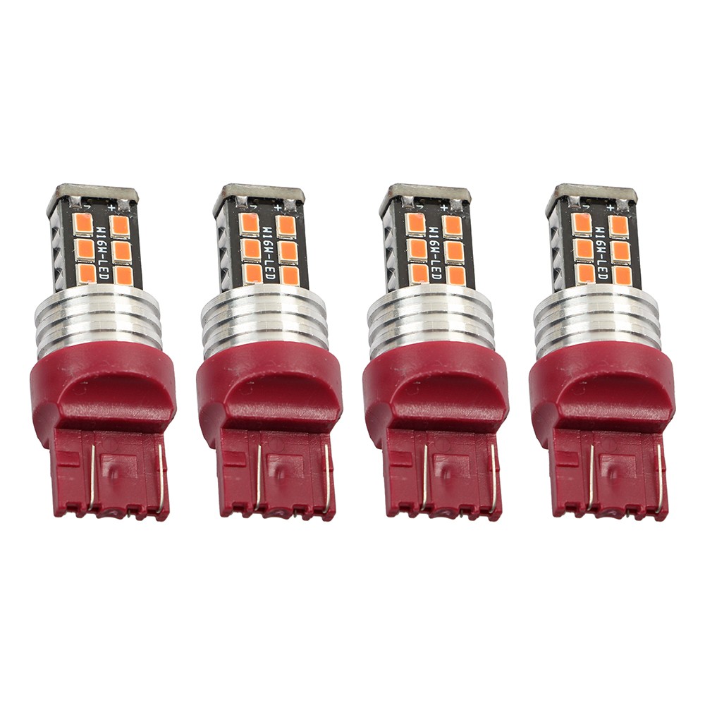 4pcs 7443 7440 LED Red Strobe Flash Blinking Brake Stop Tail Parking Light Bulbs