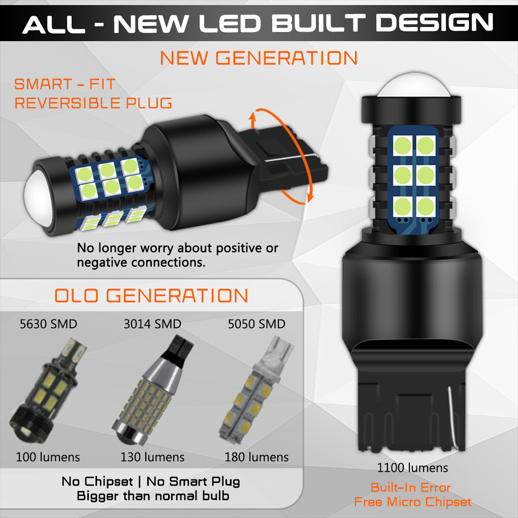 2Pcs 7443 7440 LED 8000K Ice Blue Turn signal Parking DRL High Power Light Bulbs