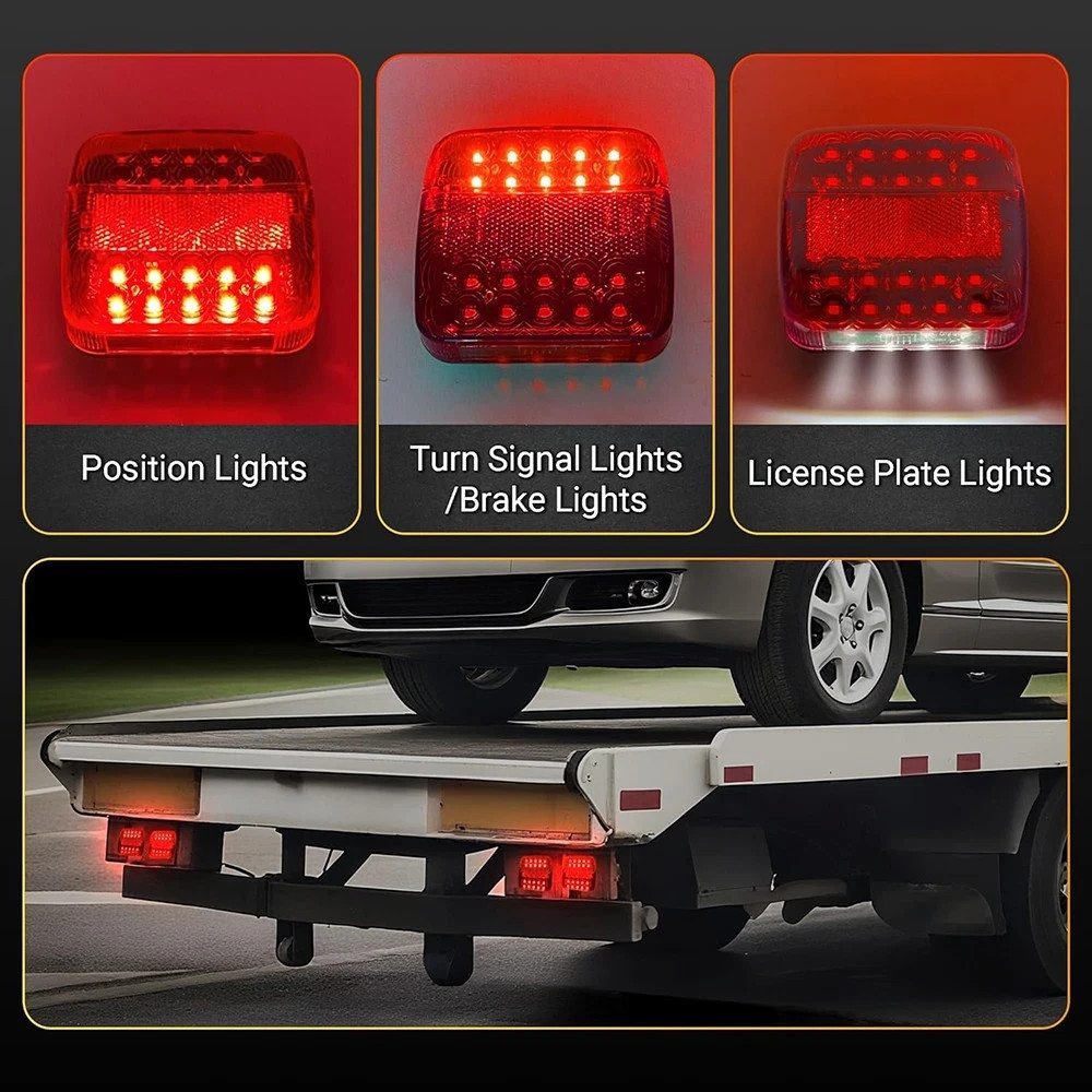 Magnetic Wireless LED Tow Towing Trailer Rear Tail Lights Warning Flashing Light