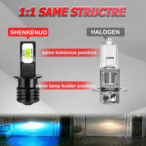 For 1990-1998 Chevy C1500 C2500 – 2PCS 8000K H3 LED Fog Light Bulbs CSP Chip New