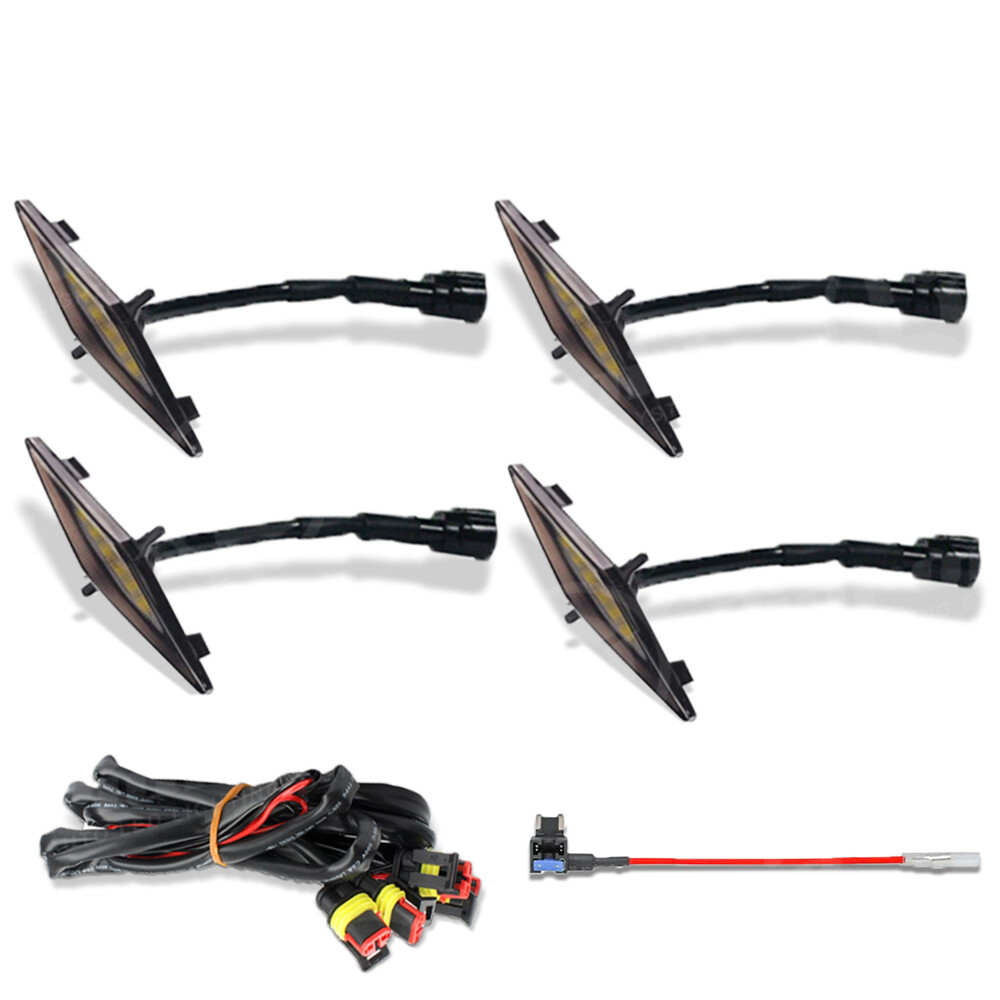 Set 4PCS Smoked Front Grille Led Amber Lights Light For Toyota 4Runner 2014-2019