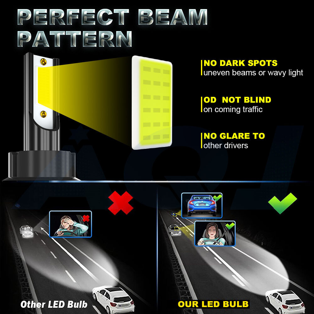 Clear White aqj 9007 HB5 LED Headlight Bulbs Lamps High Low Beam Super Bright 2x