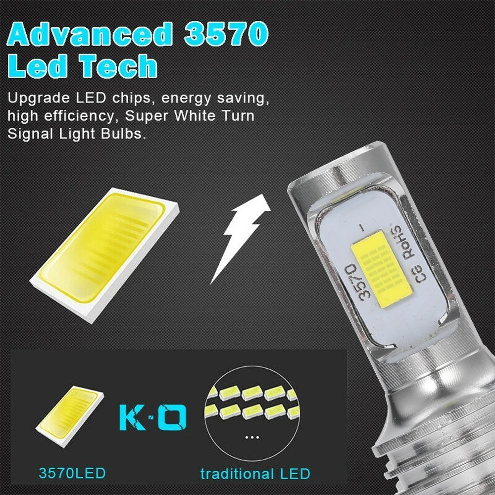 2x H4 9003 HB2 6000K Super White CSP LED Headlight Bulb Kit High Beam Canbus