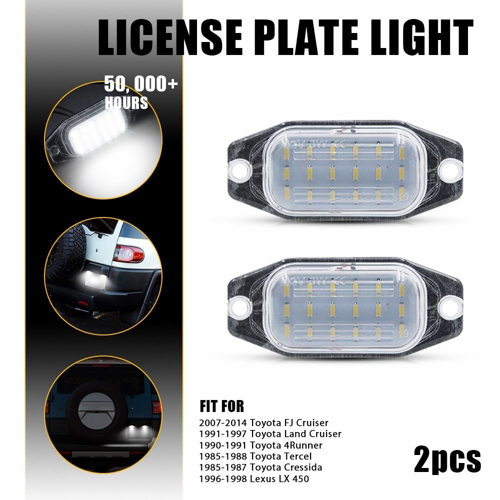 2PCS Chrome LED License Plate Lights for 2007-2014 Toyota FJ Cruiser 6000K White