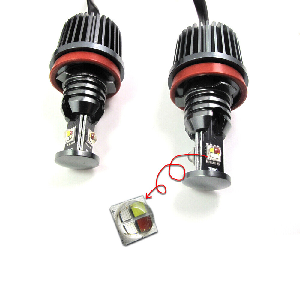 2x H8 Phone Control LED RGB Angel Eyes Halo Ring Bulb For BMW E90 E92 335i X5 X6