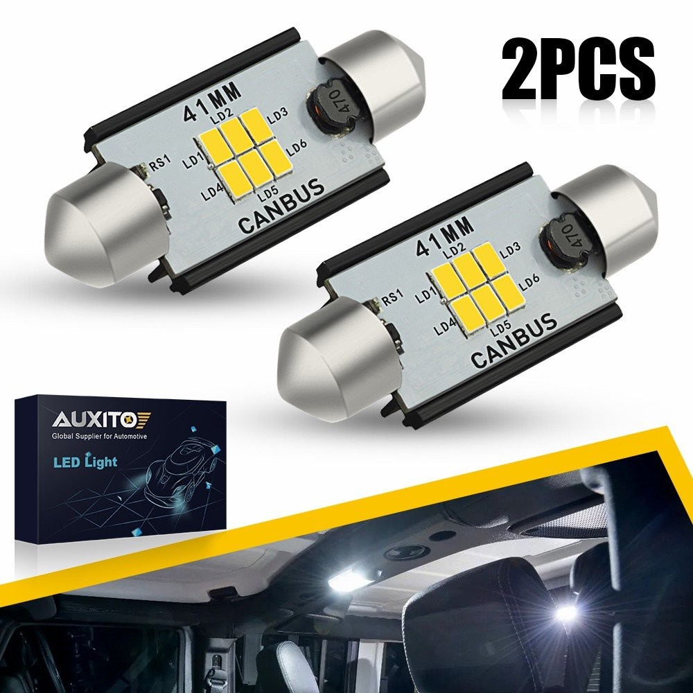 AUXITO 41mm 578 212-2 CANBUS Dome Map Light White LED Bulb Interior Lamp 3020SMD