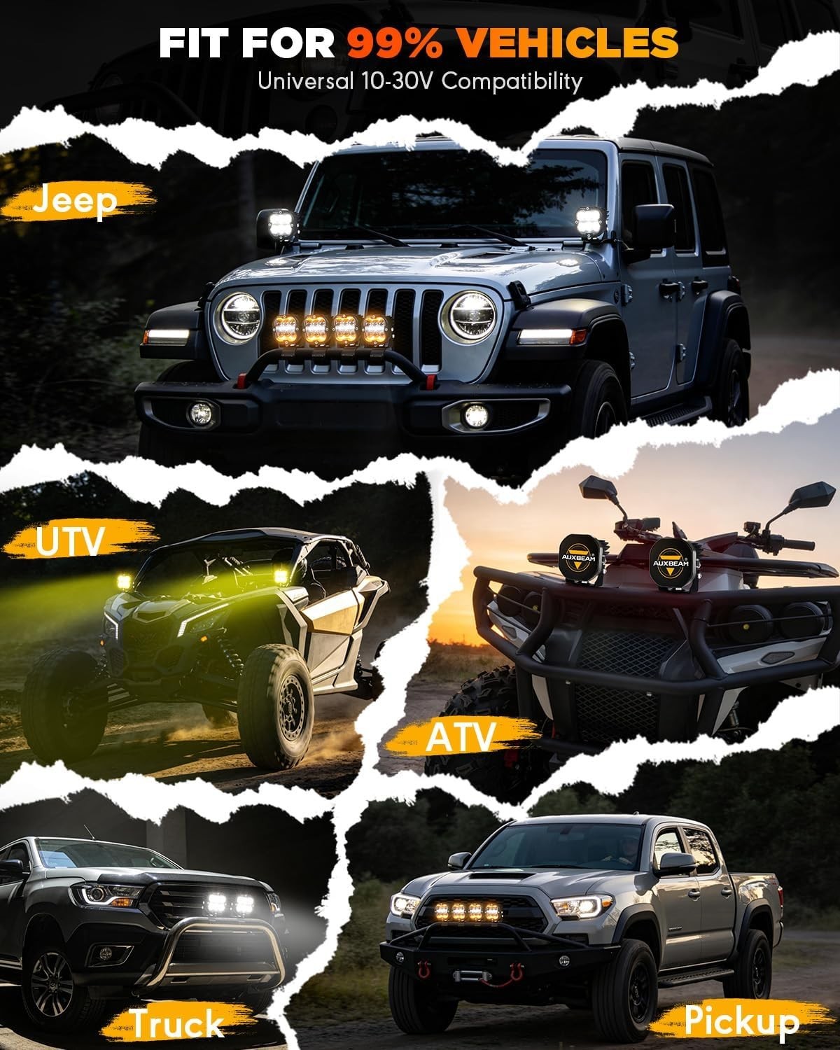 XP-Ultra Series 3 Inch LED Pods with Amber White DRL & Turn Signals, 84W 9600LM
