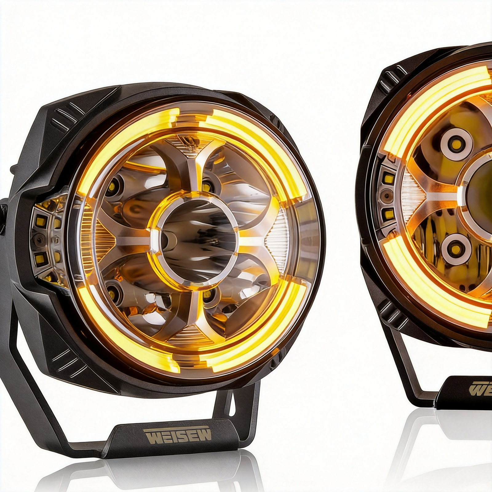 7 Inch LED Off-Road Lights Amber DRL Bumper Light Bar 200W 10800LM Driving Light