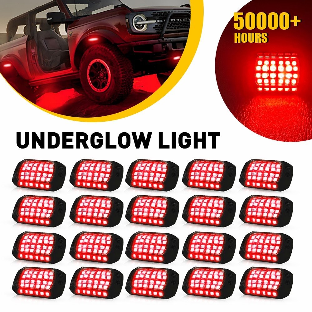 4-20PCS Universal LED Red Under Car Underbody Lights Underglow Lamps Kit Bright