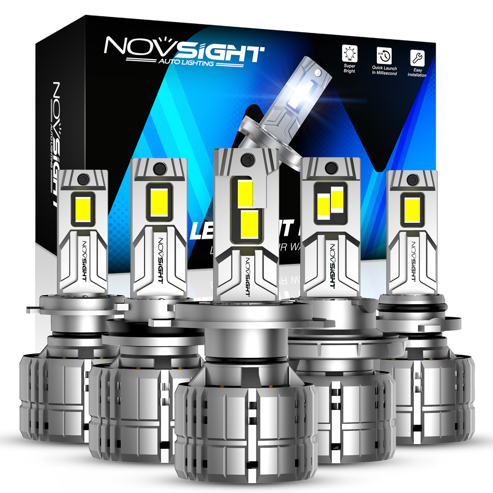 Novsight 200W 40000LM Pair Led Headlight Bulb Conversion Kit High Low Beam 6500K