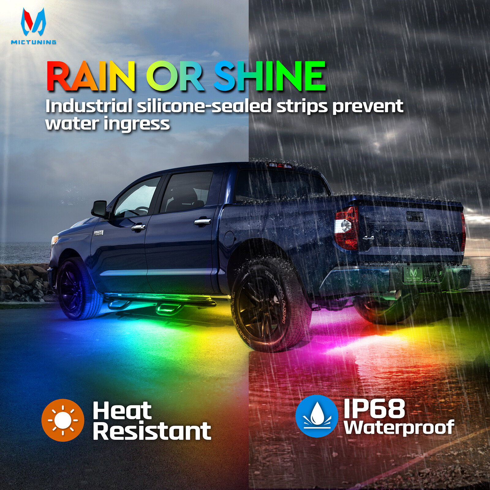 N3 Dream Color RGB Car Light Strips, Underglow Underbody Neon Chasing Light IP67