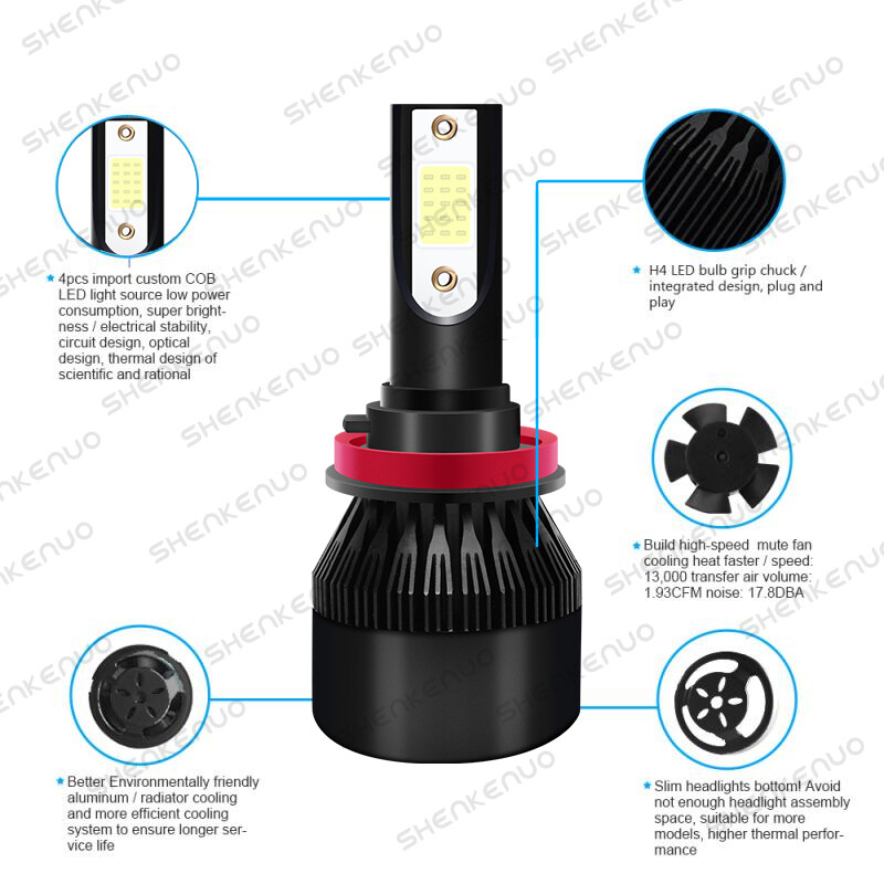 H11 LED Headlight Super Bright Bulbs Kit Blue 8000K 330000LM High/Low Beam