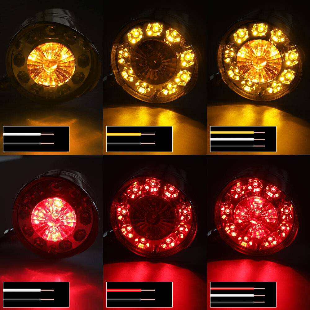 2pcs Round LED Pedestal Fender Light Truck Trailer Double Face Turn Signal Brake