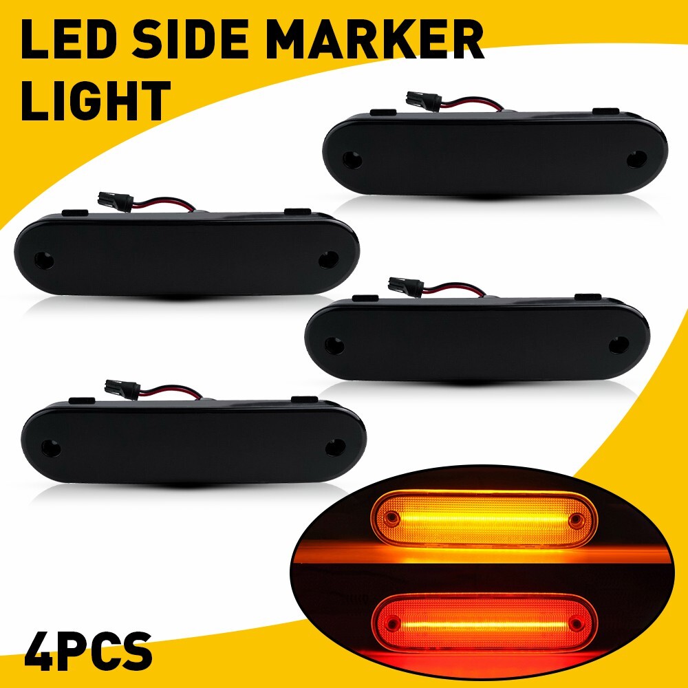For 1990-2005 Miata Mazda MX-5 Smoked LED Side Marker Light Amber Red Waterproof