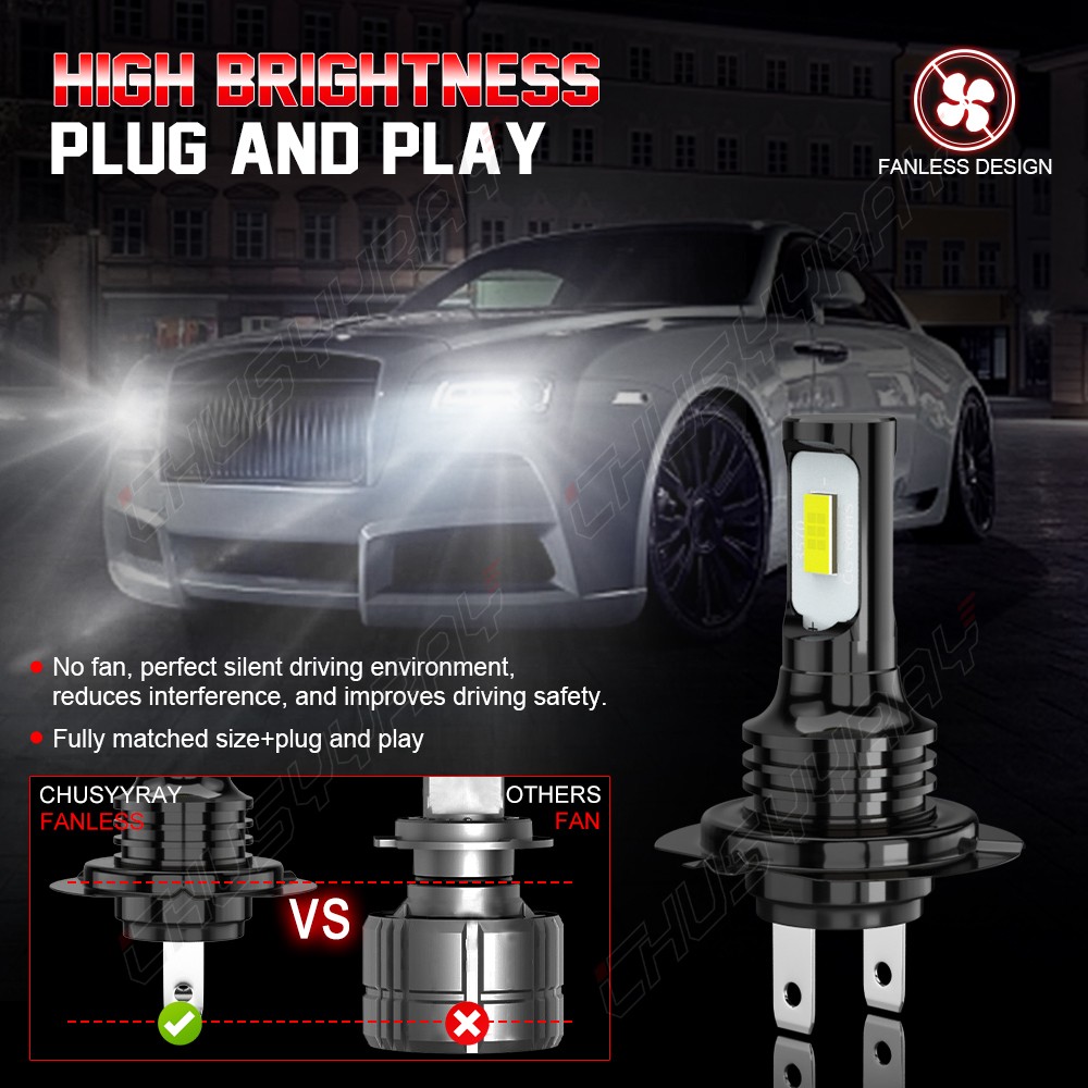H7 H11 WHite LED Headlight Bulbs Kit High Low Beam Total 100W 10000LM 6000K