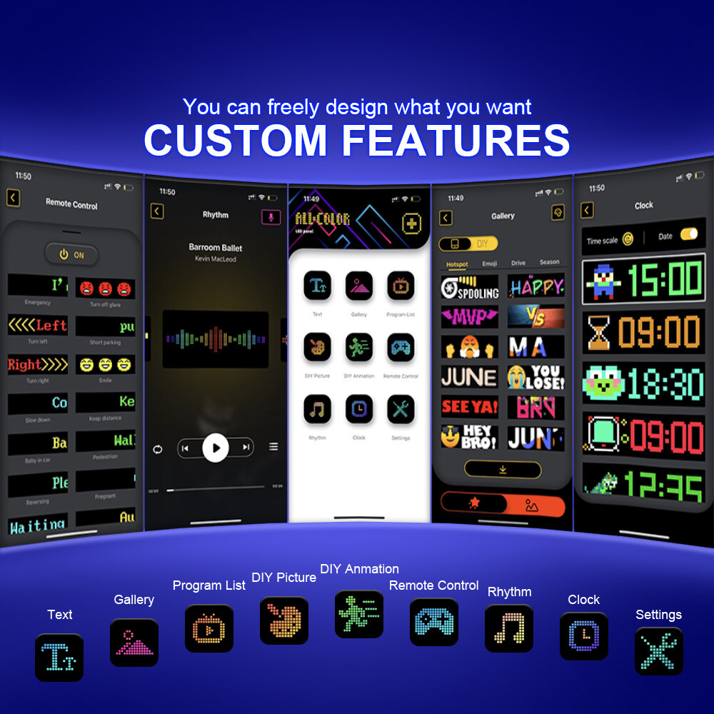 LED Matrix Pixel Panel Scrolling Bright Advertising Sign USB 5V Bluetooth APP