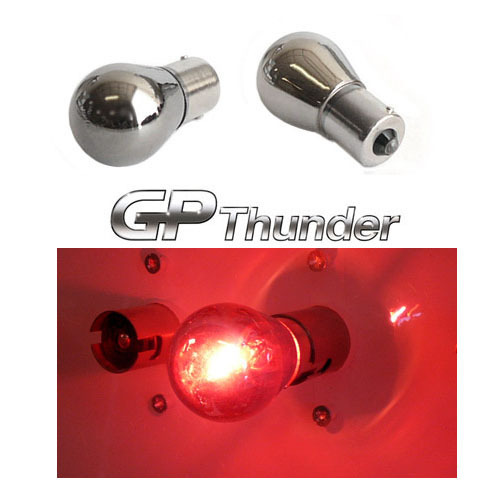 GP Thunder 1156 7056 3497 BA15S P21W Chrome Silver S25 Light Bulbs Red 2pc
