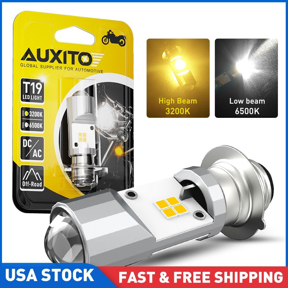Auxito 1x Motorcycle T19 P15D Led Headlight High Low Beam Switchback Amber White