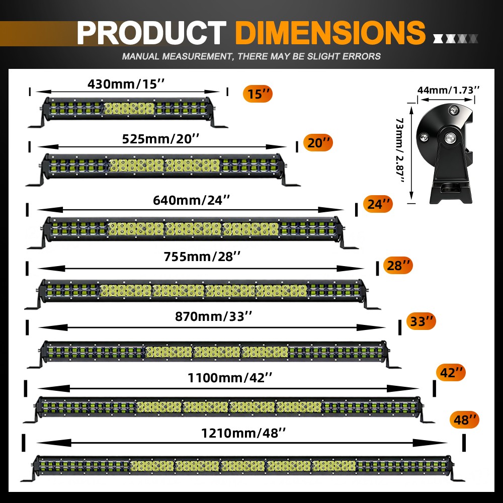 Dual Row 15″20″24″28″33″42″48″ LED Light Bar Spot Flood Combo Truck 4WD Offroad