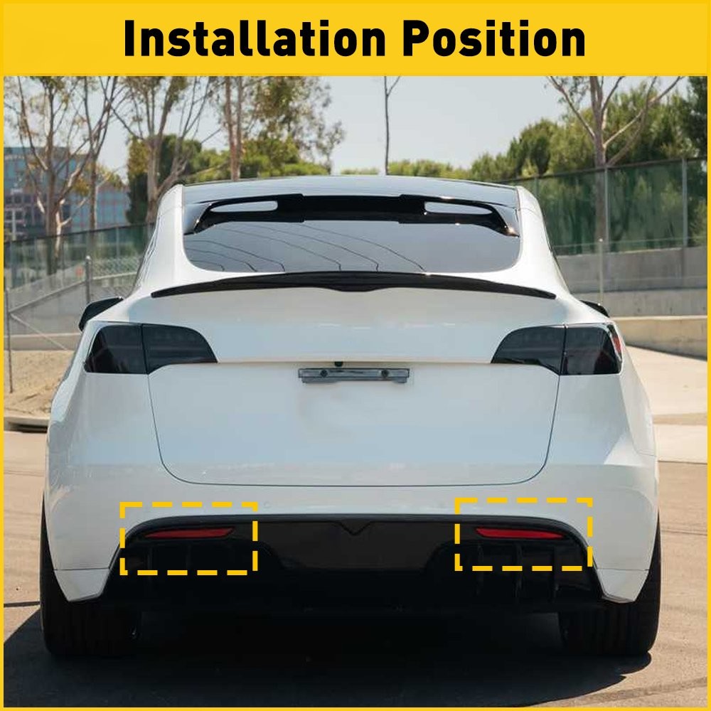 2Pcs L+R For Model Tesla Y 2020-2022 Rear Bumper Reflector Tail Red Lamp Light