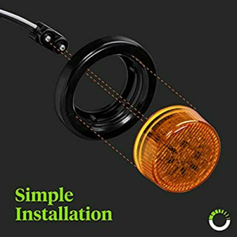 4PC 2″ Round 10 LED Clearance Side Marker Light – AMBER