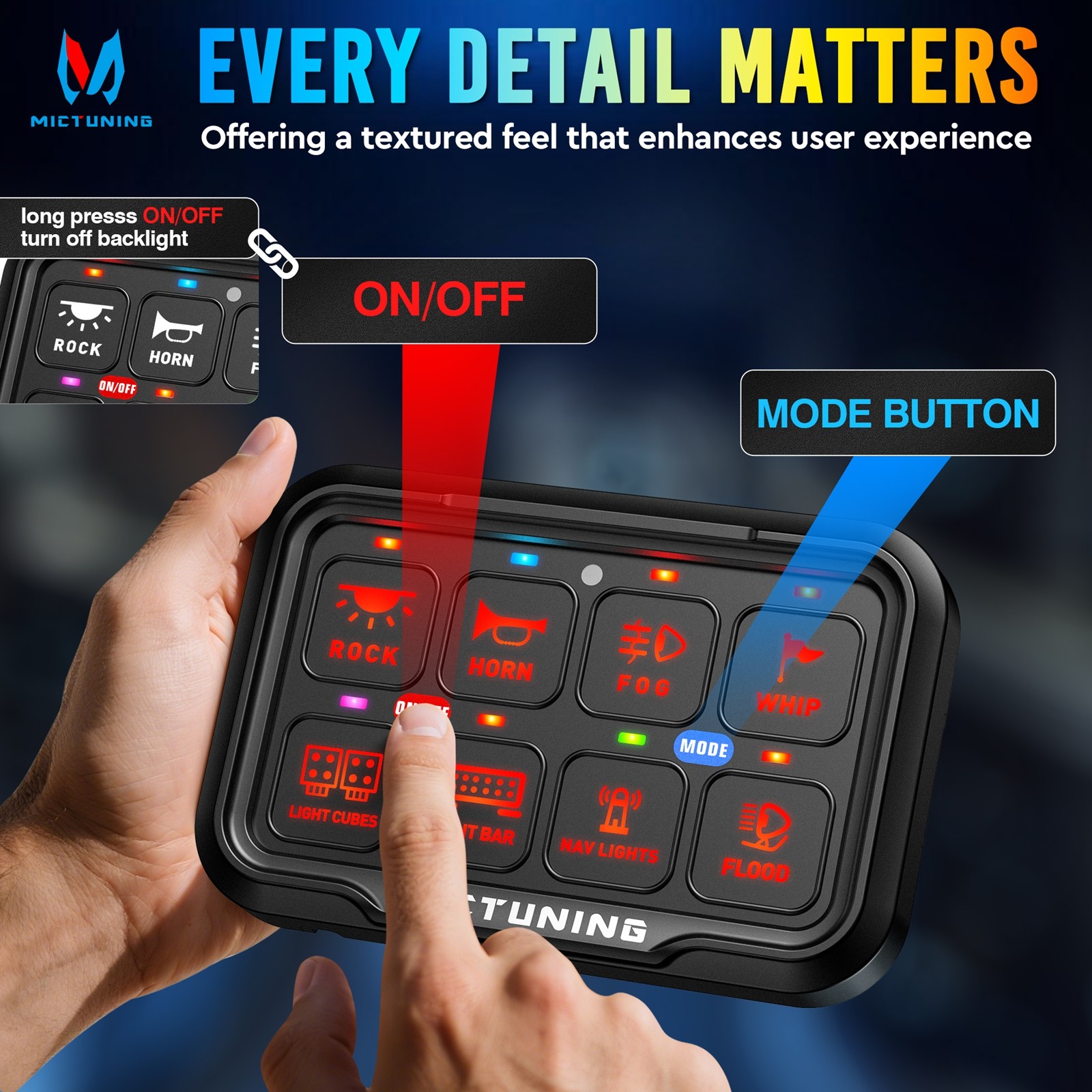 6/8 Gang Switch Panel On-Off LED Light Bar Circuit Control Relay System 12/24V