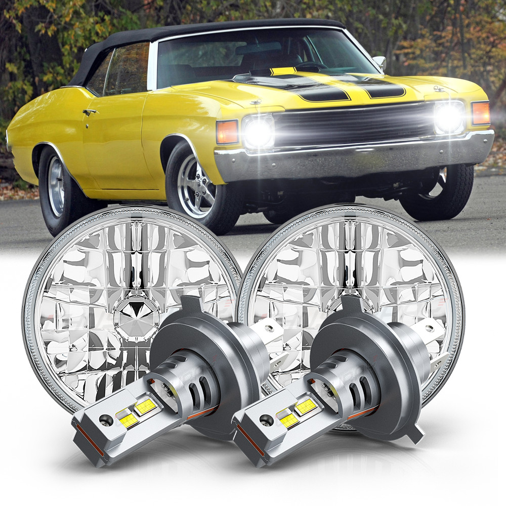 Newest Pair 7inch Led Round Headlight High-Low Beam for Peterbilt 379 359 Truck