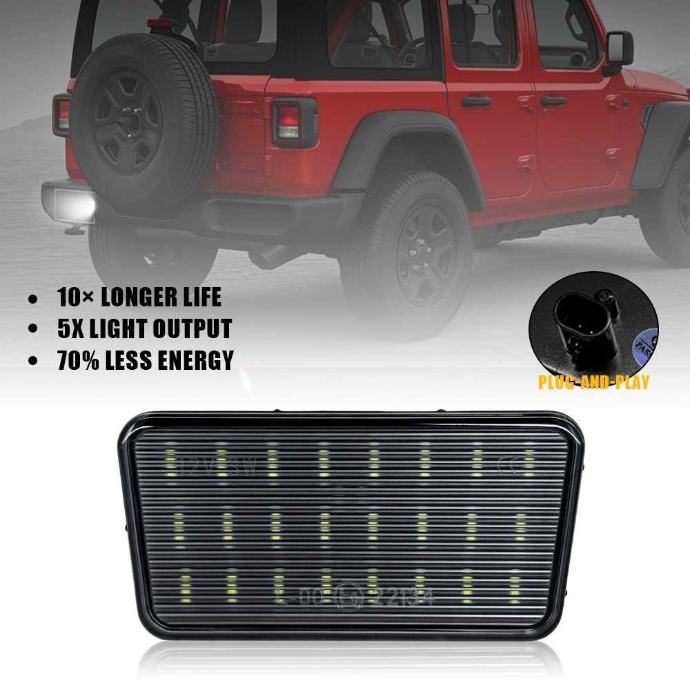 Rear Clear White LED License Plate Tag Light For Jeep 2018 19-up Wrangler JL EPU