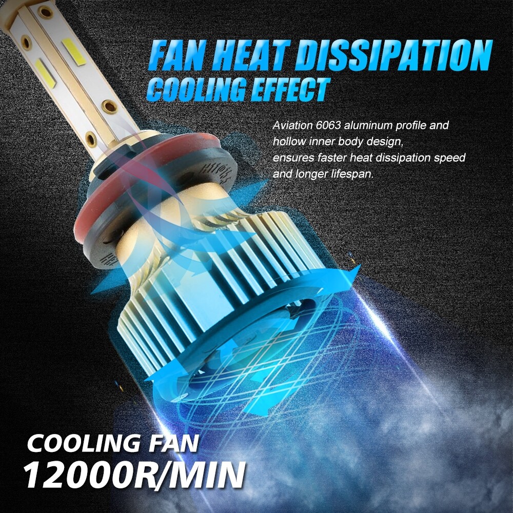 4 Sides H11 H9 H8 LED Headlight Bulb Conversion Kit Super Bright Low Beam 6000K