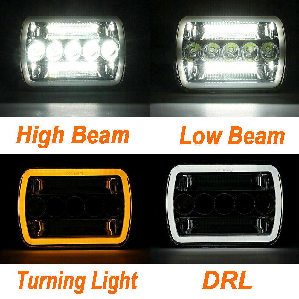 For Nissan Pickup Hardbody D21 DOT 5×7″ 7×6″LED Headlight High Low Beam DRL