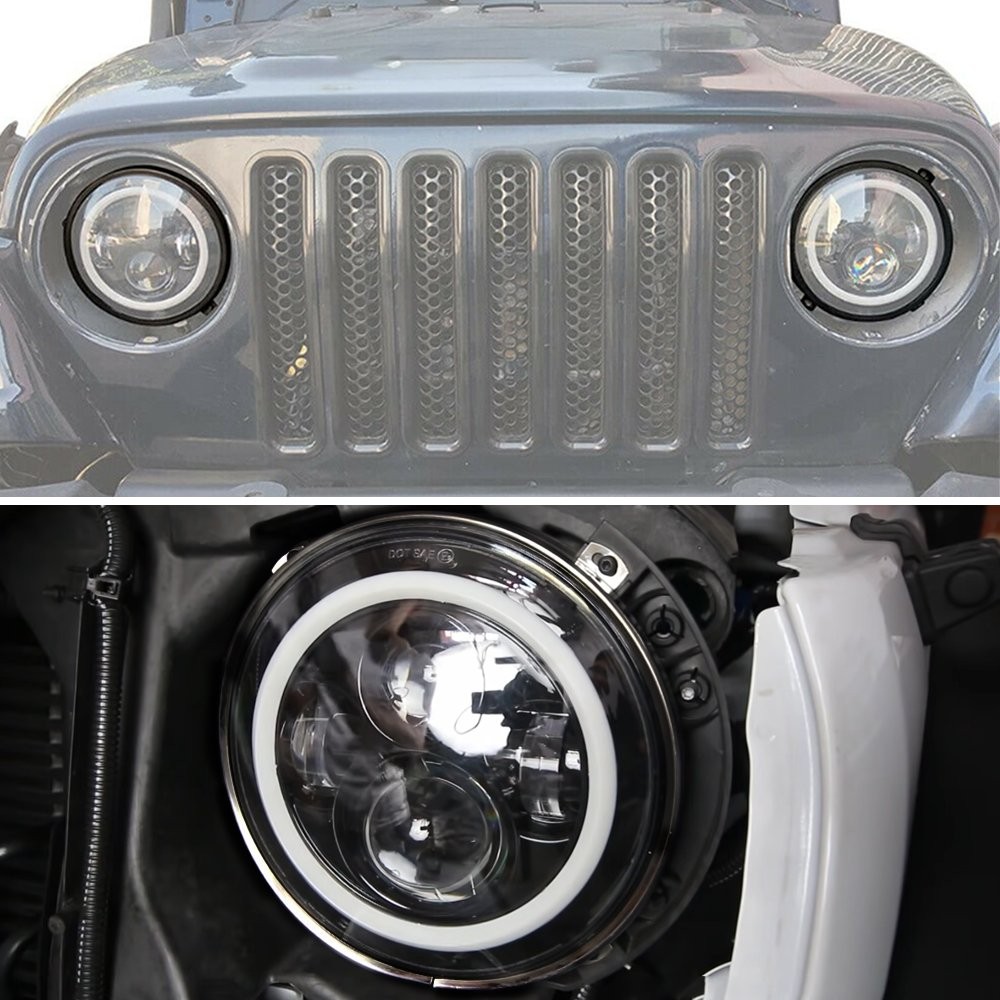 Headlight 7″ Mounting Ring Bracket Black Round for Jeep Wrangler JK JKU 07-18 J